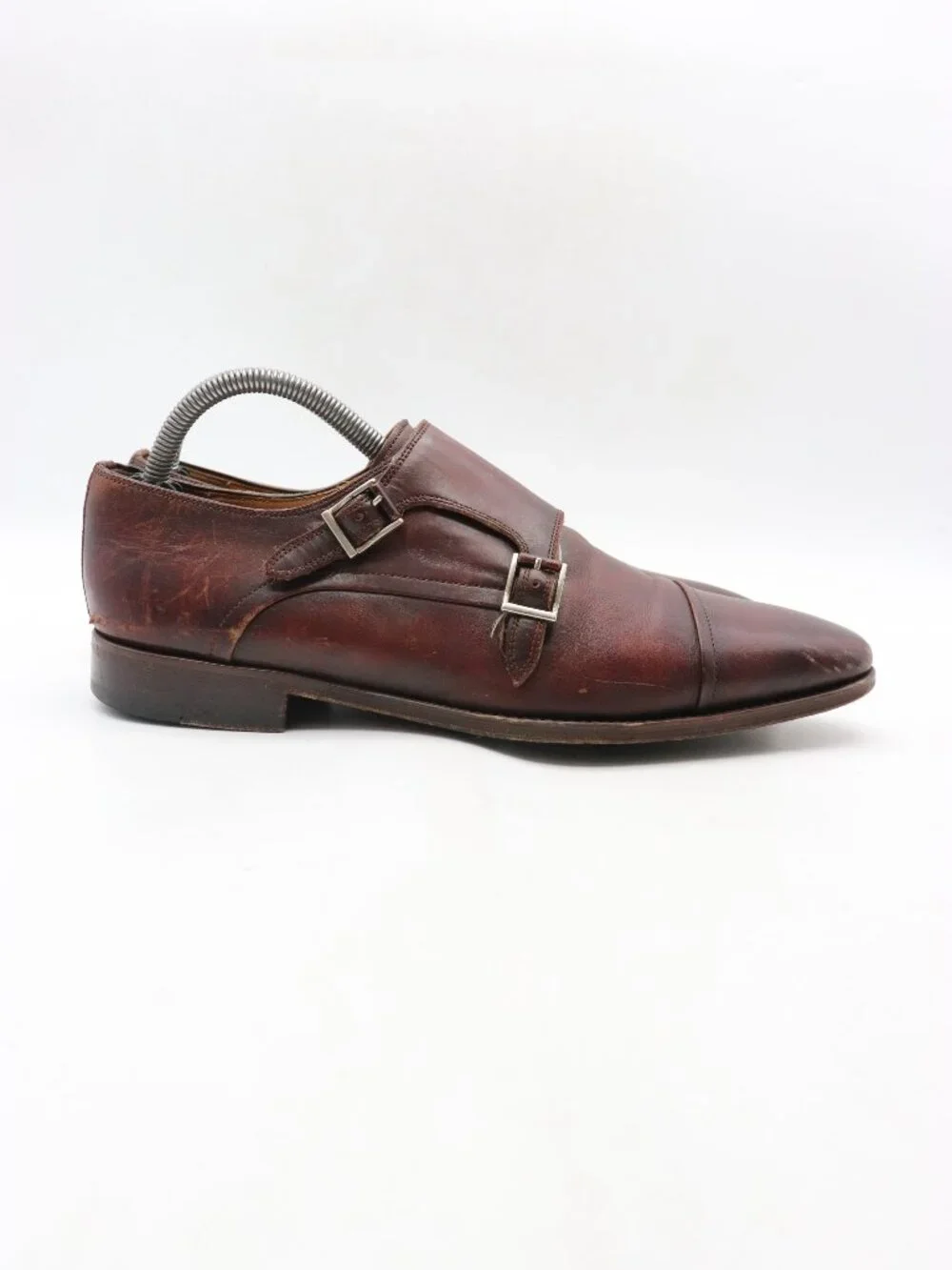 Magnanni Double Monk Strap Men's 7.5 M Brown Leather Classic Dress Shoes  19855